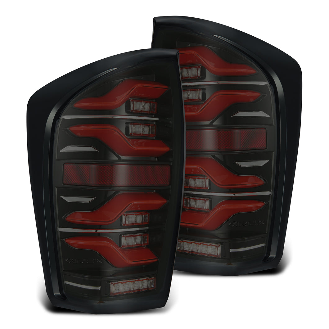 AlphaRex 16-23 Toyota Tacoma LUXX-Series LED Tail Lights Black-Red