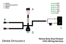 Load image into Gallery viewer, Diode Dynamics Heavy Duty Dual Output 3-way 4-pin Wiring Harness (with backlight)
