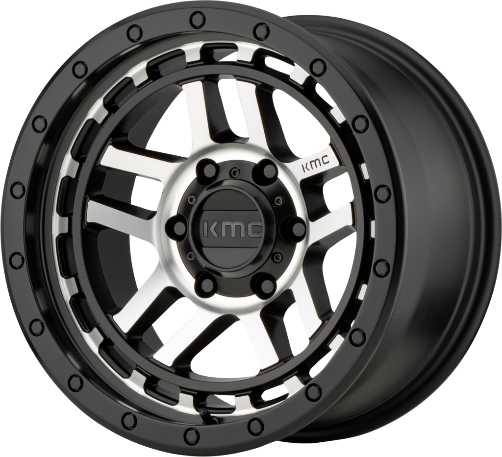 KMC RECON Satin Black Machined 17x9 -12 Offset