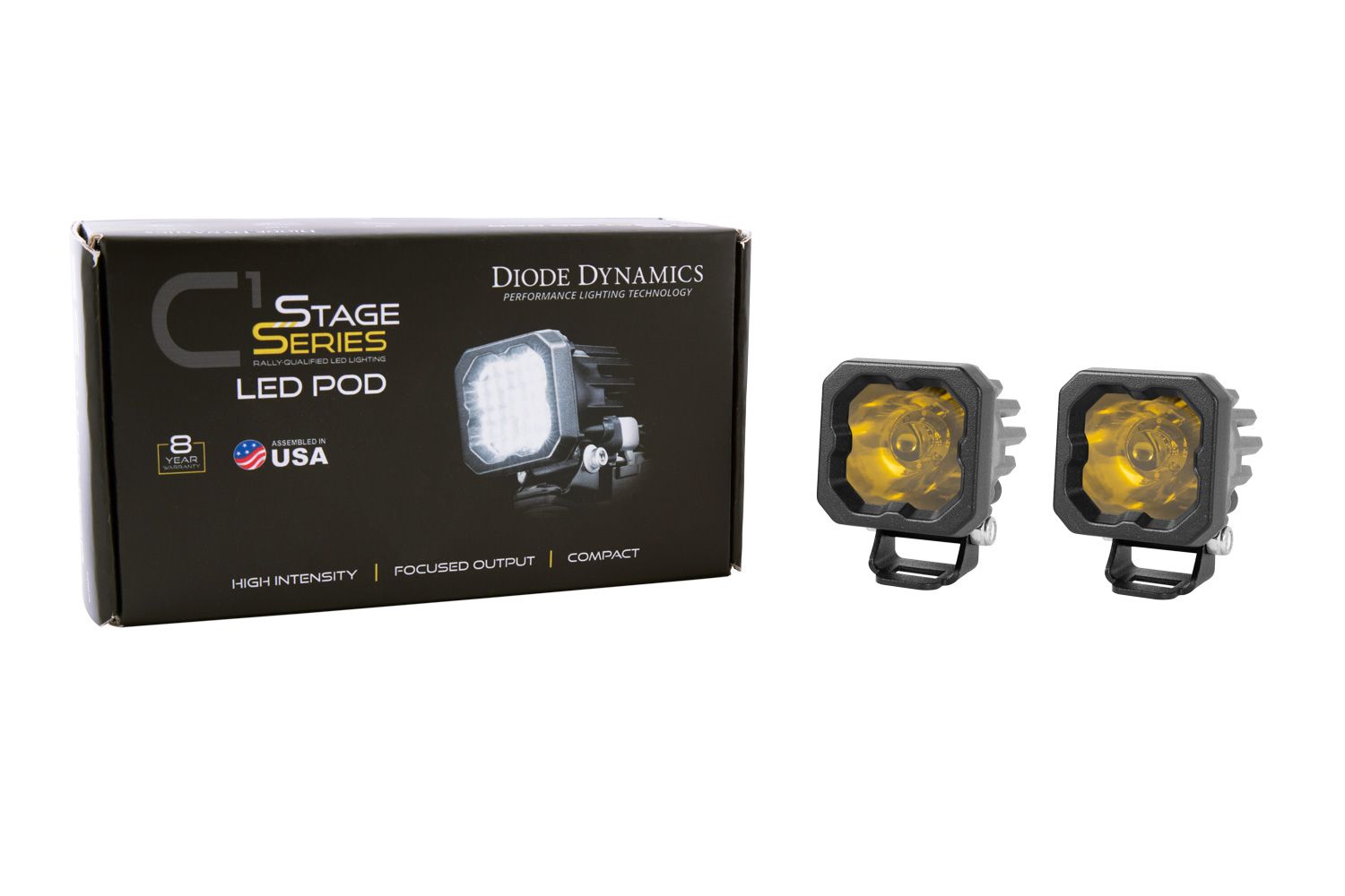 Diode Dynamics Stage Series C1 Yellow Sport Standard LED Pod (Pair